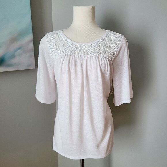 Gap White Lace Linen Blend Tunic Top XS - Picture 2 of 16